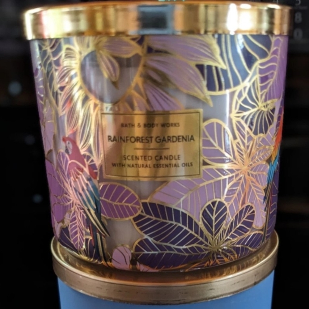 Bath & Body Works Rainforest Gardenia Candle 3 Wicks 14.5 oz Floral & Woodsy